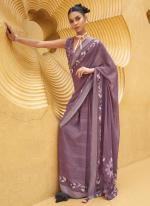 Georgette Lilac Traditional Wear Printed Saree